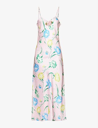 RODARTE - Floral-print V-neck silk maxi dress | Selfridges.com