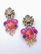 lion head statement earrings | Beads Of Aquarius