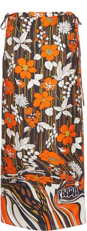 Floral Silk Midi Skirt