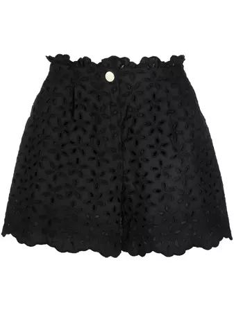 PINKO floral-motif Perforated Shorts - Farfetch