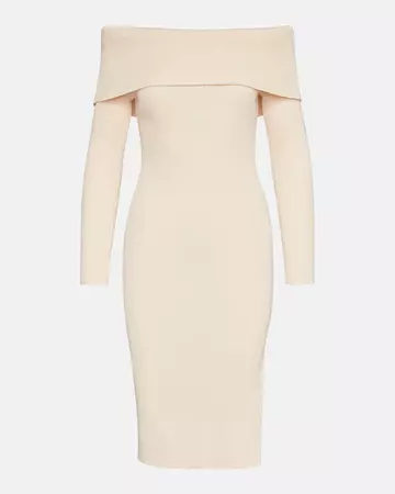 FRANCESCA Sweater Dress Cream | Women's Knit Off-The-Shoulder Dress – Steve Madden