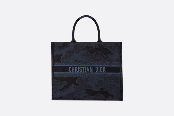 Blue Dior Book Tote Camouflage Embroidered Canvas Bag - Bags - Woman | DIOR