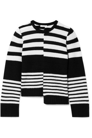 Equipment | Elm asymmetric striped ribbed cashmere sweater | NET-A-PORTER.COM