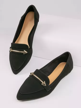 Black Friday 2020 | Metal Detail Pointed Toe Slip On Loafers | SHEIN USA