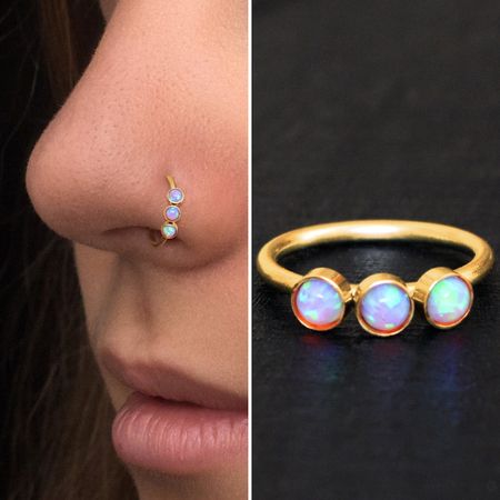 Opal Nose Jewelry Surgical Steel Nostril Jewelry Nose Ring | Etsy