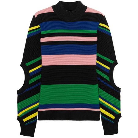 J.W. Anderson Striped Ribbed Merino Wool Turtleneck Sweater ($640)