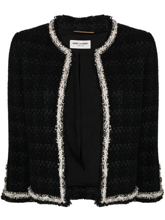 Saint Laurent cropped tweed jacket black 653214Y5C78 - Farfetch