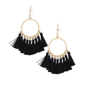 Dangle Black Tassel Earrings | Fringe Earrings - SeaSpray Jewelry