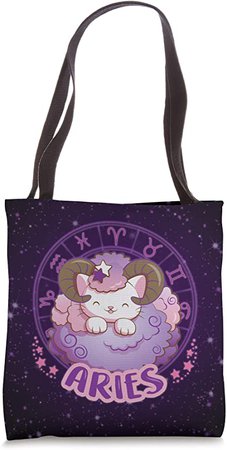 Amazon.com: Kawaii Cat Zodiac Sign Aries Tote Bag