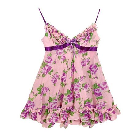 NWT BETSEY JOHNSON Vintage Y2K Purple Floral Fairy Ruffle Babydoll Dress Set | Mercari