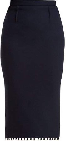 Arreton High Rise Wool Crepe Pencil Skirt - Womens - Black Navy