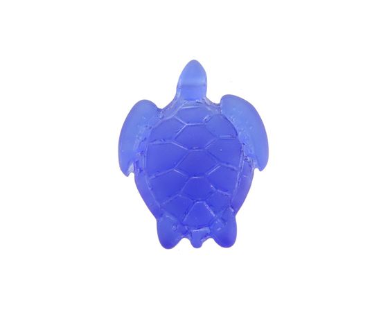 Royal Blue Beach-Style Glass Small Sea Turtle Charm 18x23mm - Lima Beads