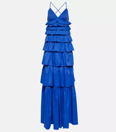 Tiered Ruffled Maxi Dress in Blue - Staud | Mytheresa