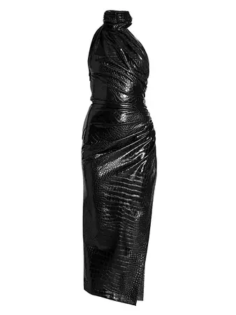 Shop Alaïa Crocodile-Embossed Faux-Leather Body-Con Dress | Saks Fifth Avenue