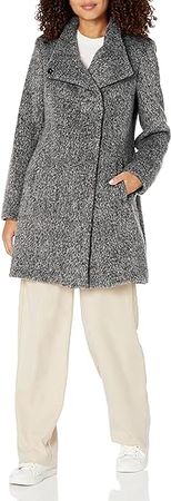 Amazon.com: Kenneth Cole Women's Asymmetrical Pressed Boucle Wool Coat : Clothing, Shoes & Jewelry