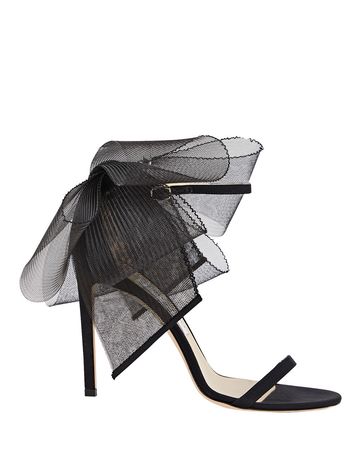 Jimmy Choo Aveline 100 Bow-Embellished Sandals In Black l INTERMIX®