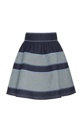 Striped stretch denim mini skirt