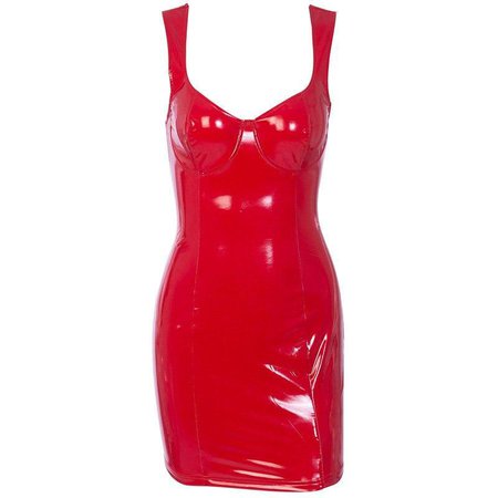 Red Patent Faux Leather Dress - Own Saviour