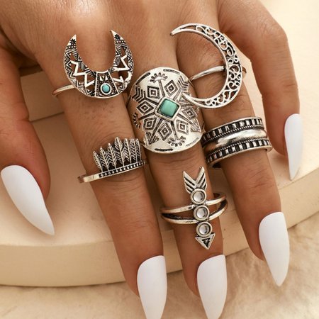 Wiccan Aztec Ring Set