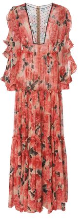 Floral-Patterned Georgette Gown