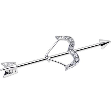 14 Gauge Clear Gem Dazzling Bow and Arrow Industrial Barbell 38mm – BodyCandy