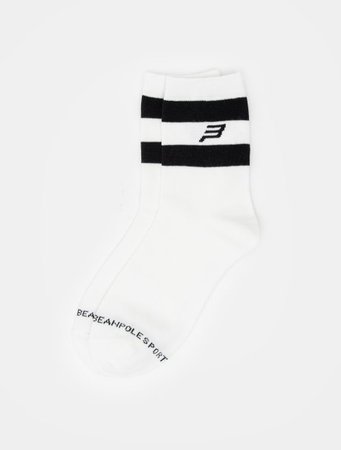 19SS Color Contrast Point Mid Socks – Black (Women)