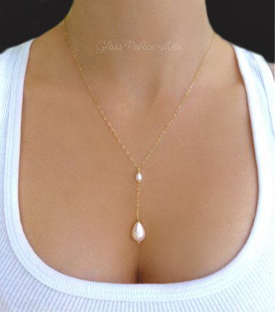 Freshwater Pearl Necklace For Women Dainty Teardrop Pearl Y | Etsy