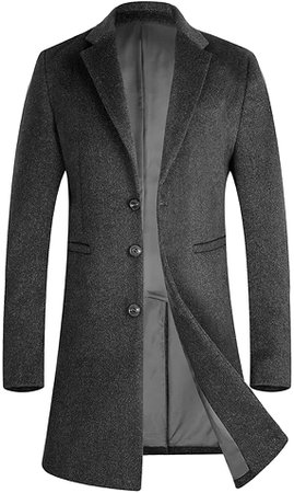 APTRO Men's Winter Stylish Premium Wool Trench Coat Long Slim Fit Overcoat Business Suits at Amazon Men’s Clothing store