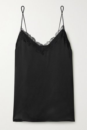 Black Belle lace-trimmed silk-satin camisole | Anine Bing | NET-A-PORTER
