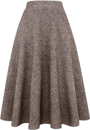 Amazon.com: Plaid Skirts for Women Winter Wool Tweed Sweater Skirt (Medium, Long Coffee) : Clothing, Shoes & Jewelry
