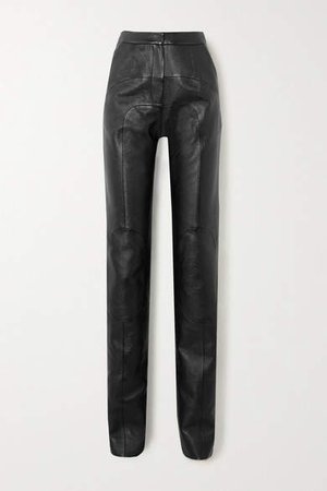Paneled Faux Leather Straight-leg Pants - Black