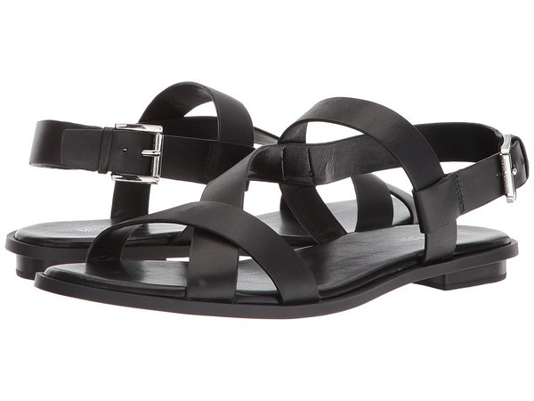MICHAEL Michael Kors - Mackay Flat Sandal (Black Vachetta) Women's Sandals