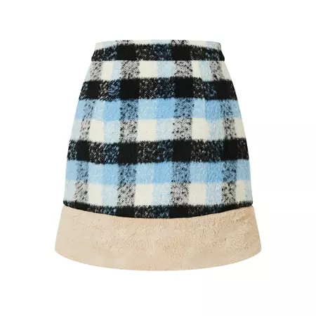 Demi – WITH:ER | WithHer Faux Fur Trimmed Checked Mini Skirt
