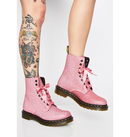 1460 Pascal Pink Glitter Boots