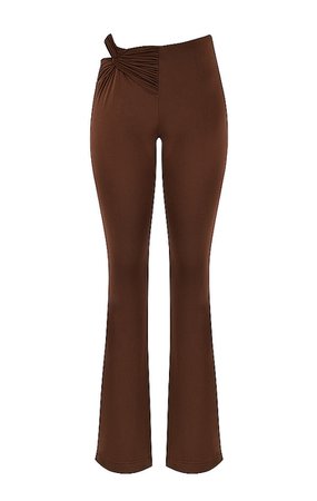 Clothing : Trousers : Mistress Rocks 'Paragon' Chocolate Jersey Twist Front Trousers