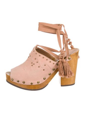 Ulla Johnson Suede Lace-Up Clogs - Shoes - WUL30438 | The RealReal
