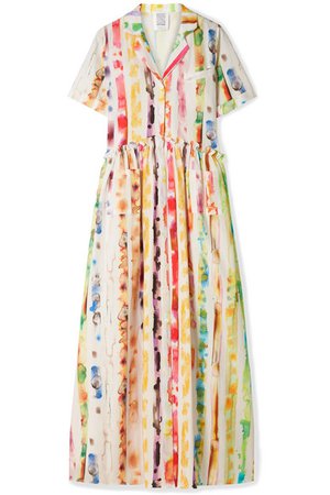 Rosie Assoulin | Ruffled printed cotton-blend poplin maxi dress | NET-A-PORTER.COM