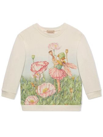 Gucci Kids Floral fairy-print round-neck Sweatshirt - Farfetch