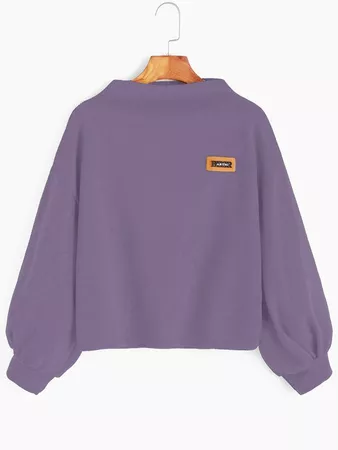 Blouson Sleeve Patch Sweatshirt | SHEIN USA