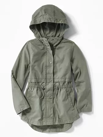 Twill Hooded Field Jacket for Girls | Old Navy