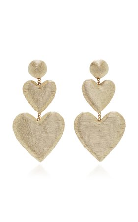 Exclusive Double Heart Silk Drop Earrings by Rebecca de Ravenel | Moda Operandi