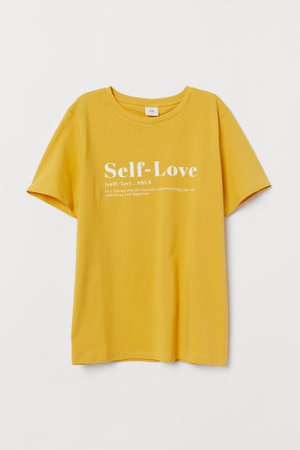 T-shirt with Printed Design - Yellow/Self-Love - Ladies | H&M US