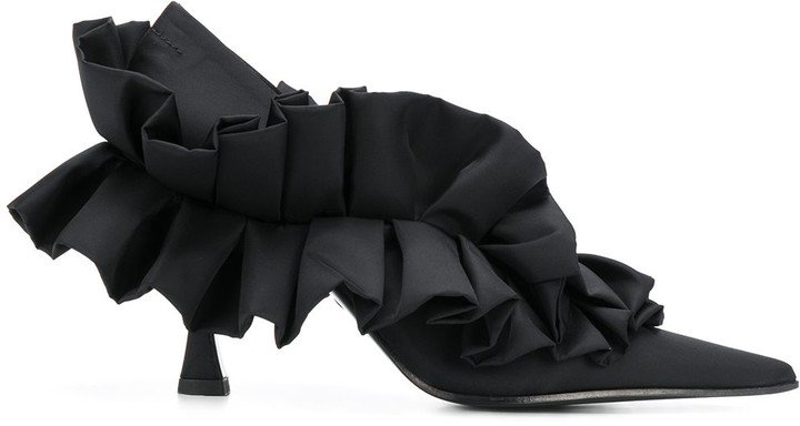 Ruffled Pointed Toe Pumps