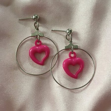 Y2K Pink Heart Earrings | Etsy
