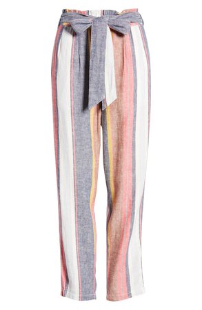 Caslon® Stripe Paperbag Waist Pants (Petite) | Nordstrom