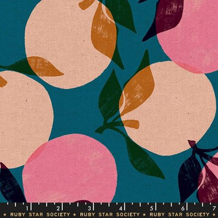 Peaches in Teal canvas Ruby Star Society Moda Fabrics half | Etsy