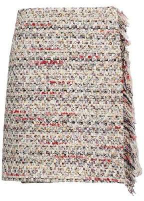 Wrap-effect Boucle-tweed Mini Skirt
