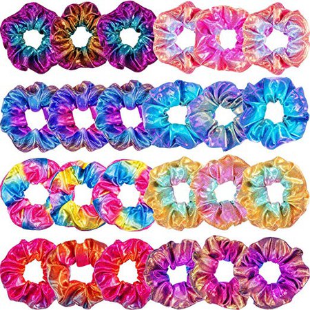 Amazon.com : Tatuo 24 Pieces Shiny Metallic Scrunchies Hair Scrunchies Elastic Hair Bands Scrunchy Hair Ties Ropes for Women or Girls Hair Accessories, Large : Gateway