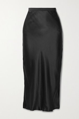 The Jessica Silk-charmeuse Midi Skirt - Black