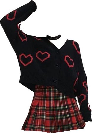 black and red heart outfit